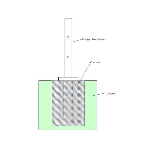 LH EP 3 in. x 3 in. x 2-2/3 ft. Black Metal Pronged Post Holder for Dig-In Installation EP Fence