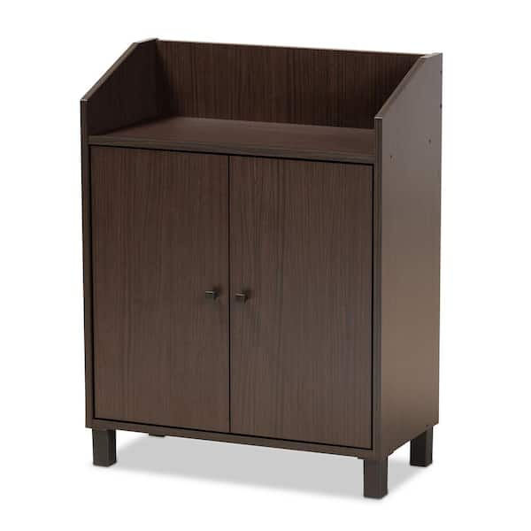 Baxton Studio 30.5 in. H x 23.6 in. W Brown MDF Shoe Storage