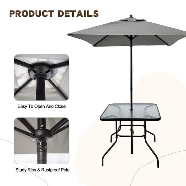 6 patio table umbrella metal pole 4 ribs AreShark 7.5FT Market Umbrella with Sturdy Ribs, Button Tilt/Crank Heavy-Duty Round Outdoor Umbrellas for Garden, Deck, Backyard,and Pool, Navy : Patio, Lawn & Garden coated iron pole and six reinforced iron ribs AreShark 6.5' x 10' Rectangular