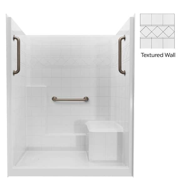 Liberty 60 in. x 36 in. x 77 in. AcrylX 1-Piece Shower Kit with Shower Wall and Shower Pan in White, 3 Loose Grab Bars