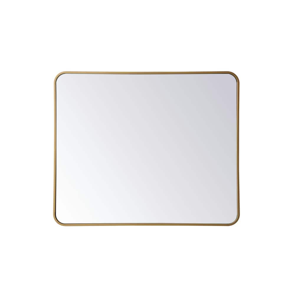 Timeless Home 36 in. H x 30 in. W Brass Modern Soft Corner Rectangular Wall