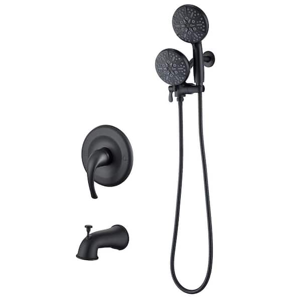 ELLO&ALLO Single-Handle 48-Spray Tub and Shower Faucet Handheld Combo with 5 in. Shower Head in Matte Black (Valve Included)