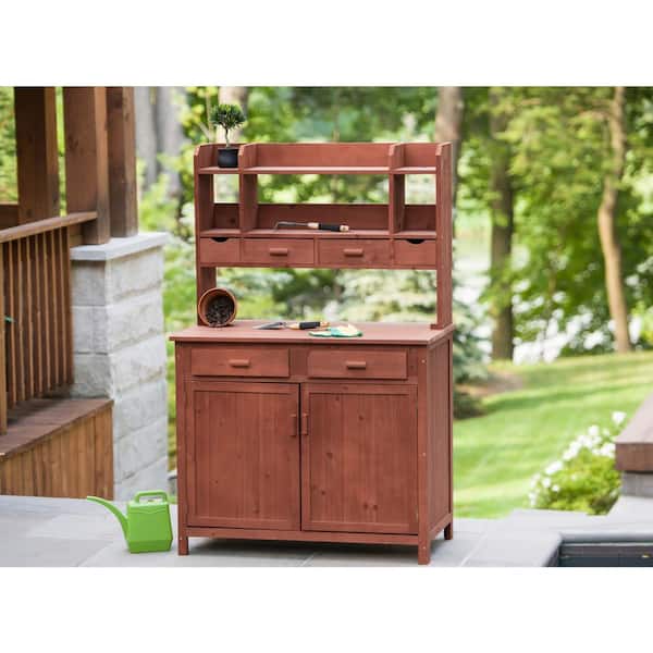 Leisure Season 42 in. x 24 in. x 67 in. Potting Bench with Storage