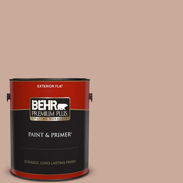 BEHR PREMIUM PLUS 1 gal. #ICC-97 Powdered Allspice Flat Exterior Paint & Primer