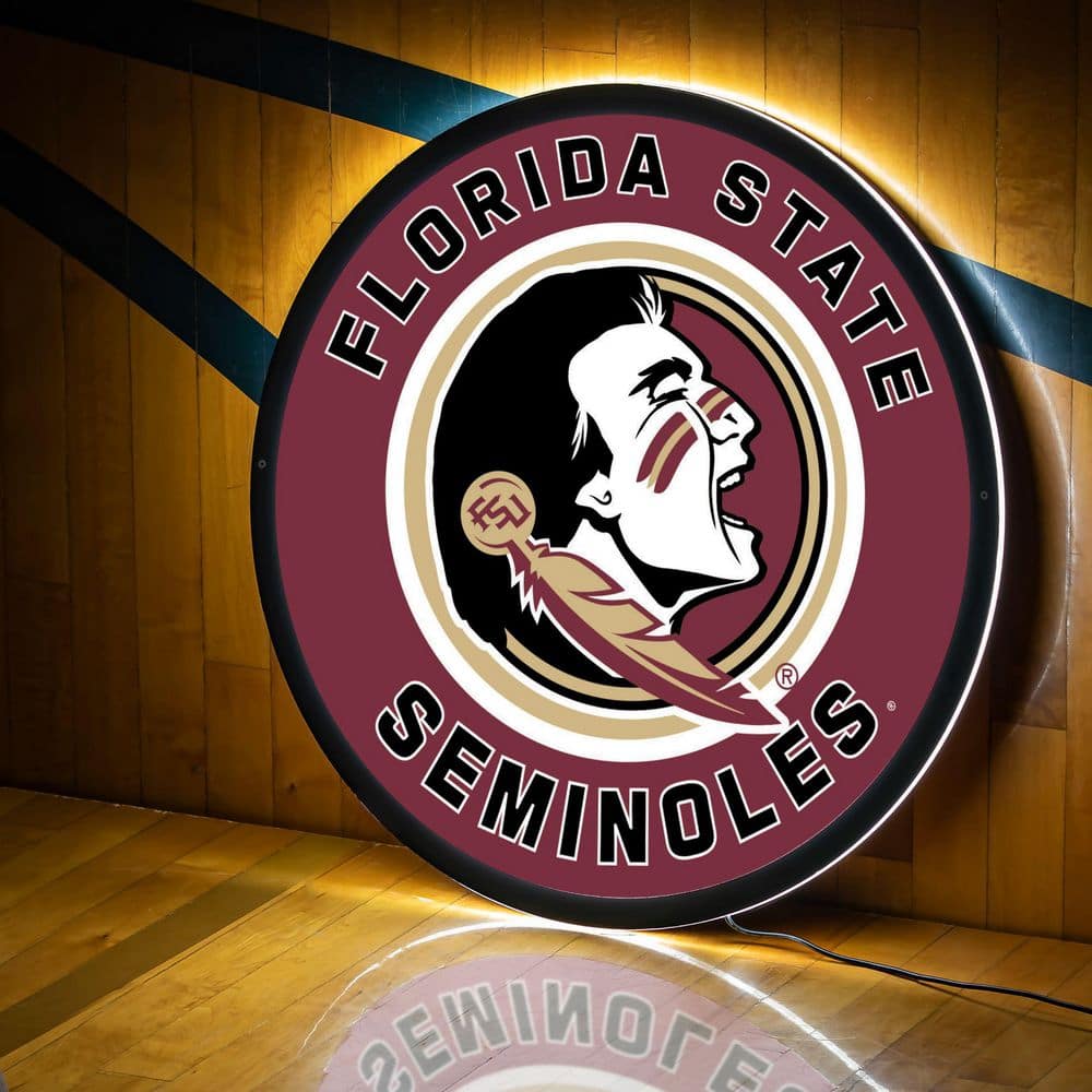 Evergreen Florida State University Round 23 in. Plugin LED Lighted Sign 8LED918RD The Home Depot