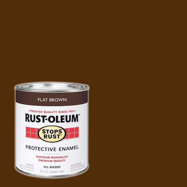 Rust-Oleum Stops Rust 1 qt. Protective Enamel Flat Brown Interior/Exterior Paint (2-Pack)