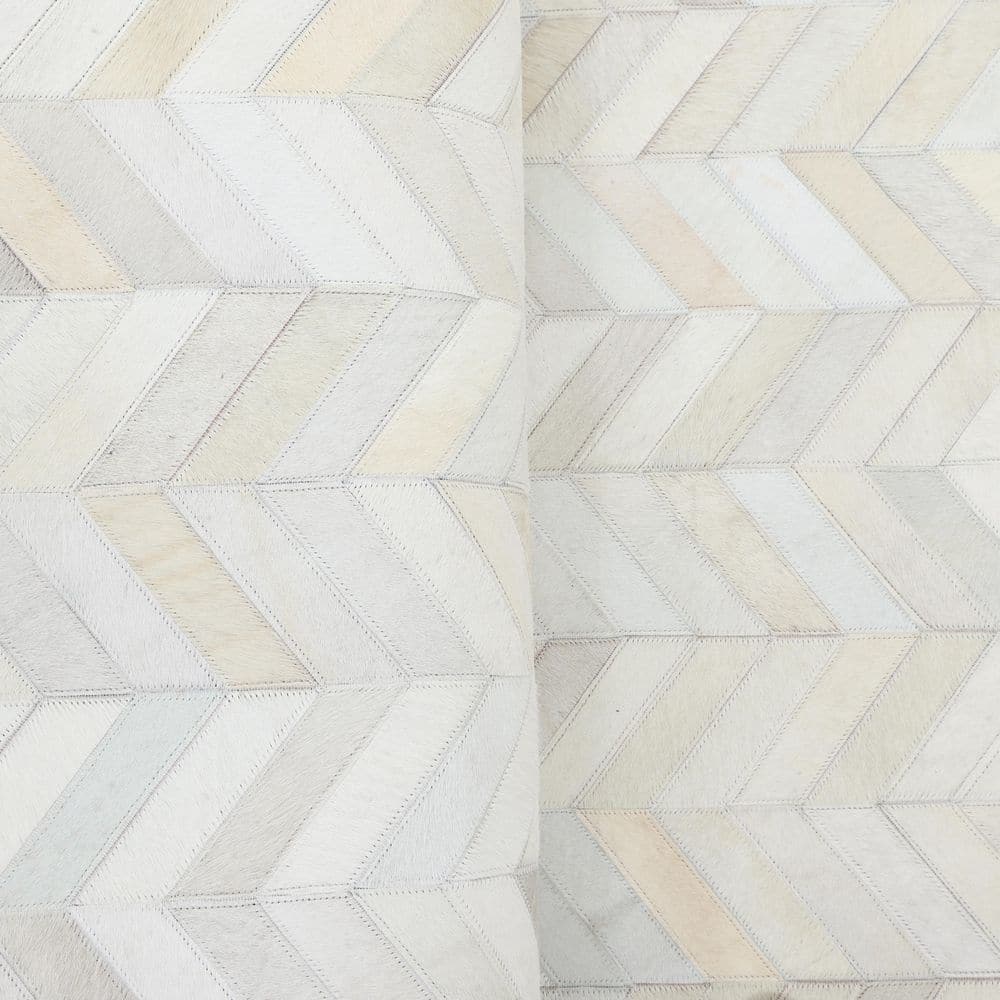 Meir Handmade Ivory Geometric 9' x 12' Wool & Cowhide Rug