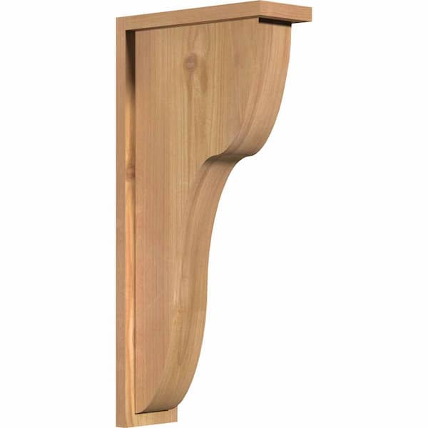 Ekena Millwork 5-1/2 in. x 14 in. x 30 in. Western Red Cedar Carmel Smooth Corbel with Backplate