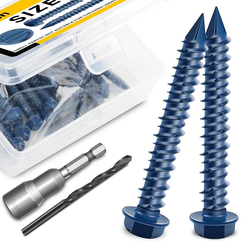 1/4 in. x 1-3/4 in. Carbon Steel Slotted Hex Head Concrete Screws, Blue Corrosion-Resistant Coating (30-Pack) price history on PriceWatchPro