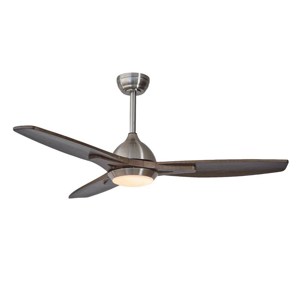 TeakAuraⅥ 52 in. Indoor Brushed Nickel Walnut Wood Downrod Standard Ceiling Fan with Light Remote Included, for patio price history on PriceWatchPro
