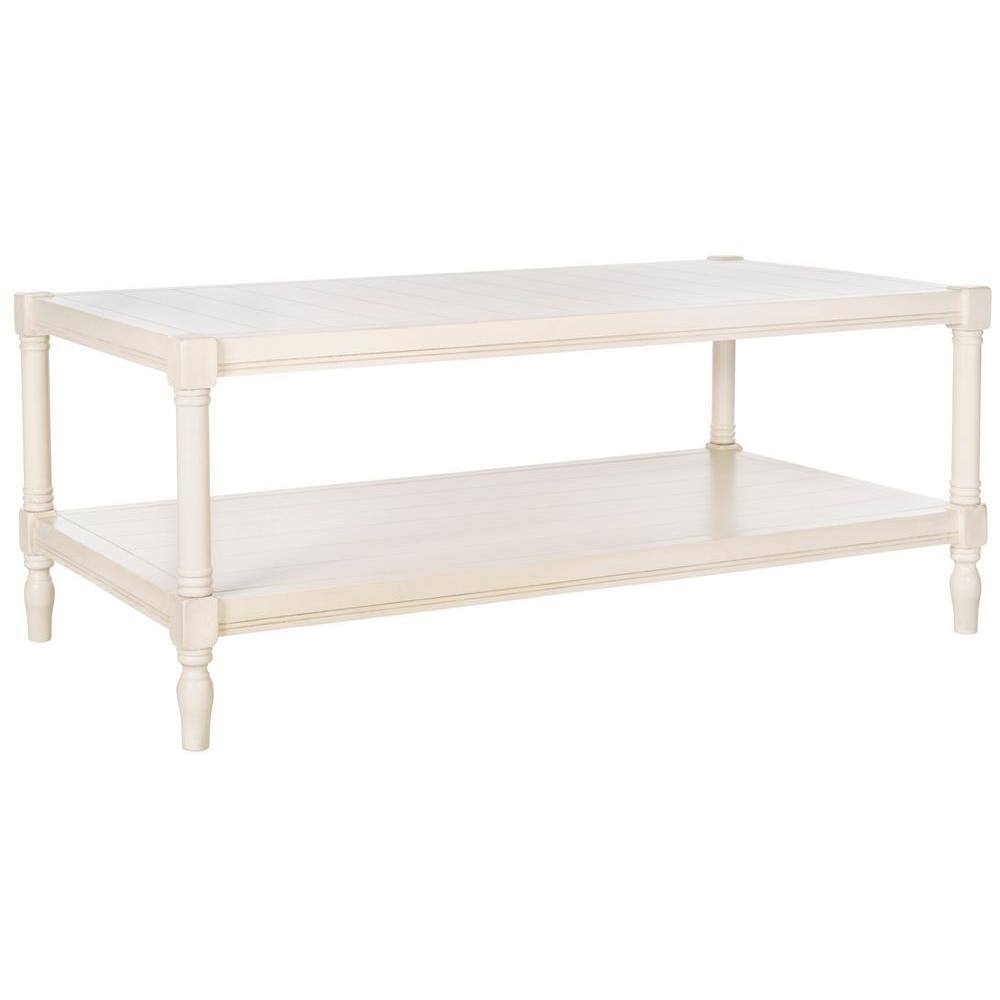 Coastal Cottage Charm White Pine Rectangular Coffee Table