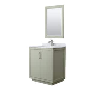 Icon 30 in. W x 22 in. D x 35 in. H Single Bath Vanity in Light Green with White Carrara Marble Top and 24" Mirror