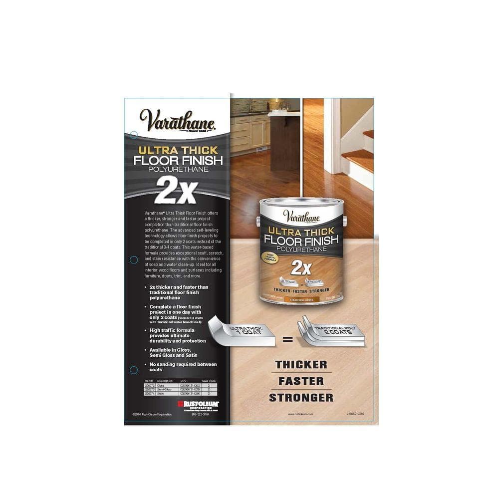 Clear Gloss Ultra Thick Floor Finish Polyurethane, 1 Gallon, 2 Pack