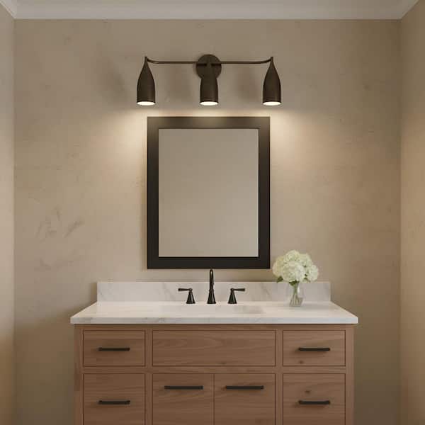 Maya 26.13 in. W x 10.125 in. H 3-Light Midnight Black Dimmable Bathroom Vanity Light with No Bulbs Included