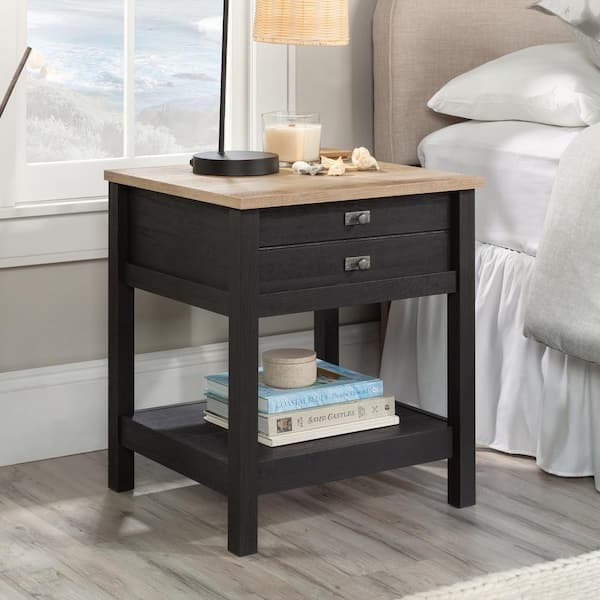 SAUDER Cottage Road 1-Drawer Raven Oak Nightstand 24.055 in. x 21.181 in. x 19.449 in.