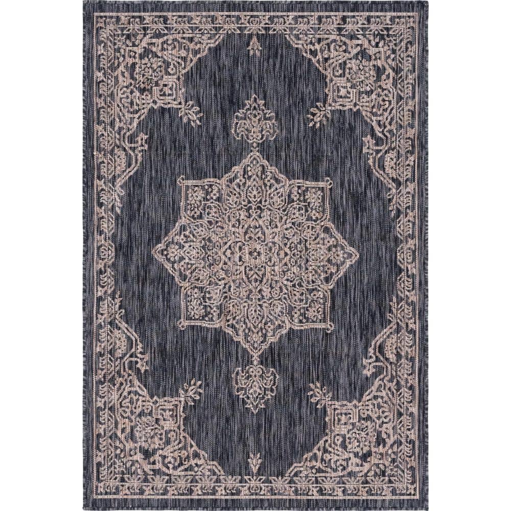 Charcoal Gray Antique Outdoor 4 ft. x 6 ft. Area Rug price history on PriceWatchPro