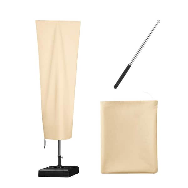 Patio Umbrella Cover 13 ft. Windproof, 420 D Oxford Fabric PU Coating 2000 UV Resistant Outdoor Protection, Beige