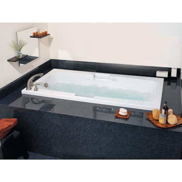 Aquatic Montrose I 60 in. Acrylic Reversible Drain Rectangular Drop-In Air Bath Tub in Biscuit