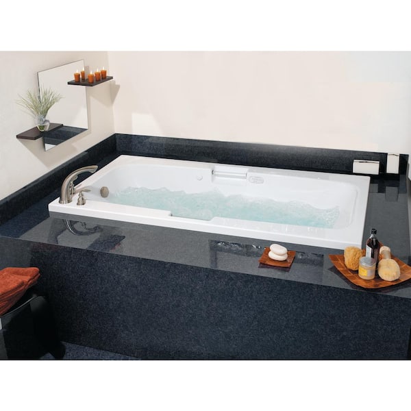 Aquatic Montrose II 72 in. x 36 in. Acrylic Reversible Drain Rectangular Drop-In Soaking Bathtub in Biscuit