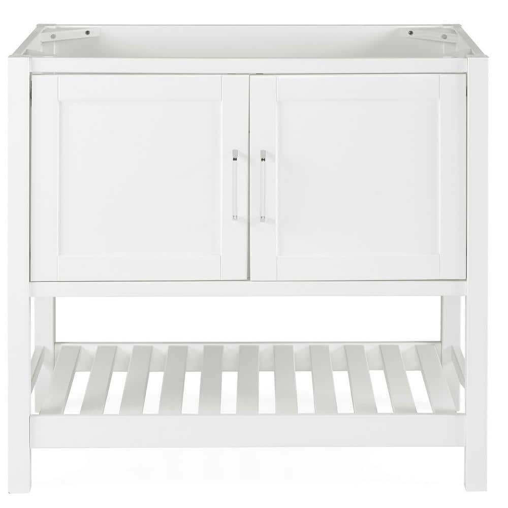 Bennet 36" White Pine Freestanding Vanity Cabinet with Shelf