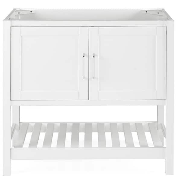 Alaterre Furniture Bennet 36 in. W x 21 in. D x 34 in. H Bath Vanity Cabinet without Top in White