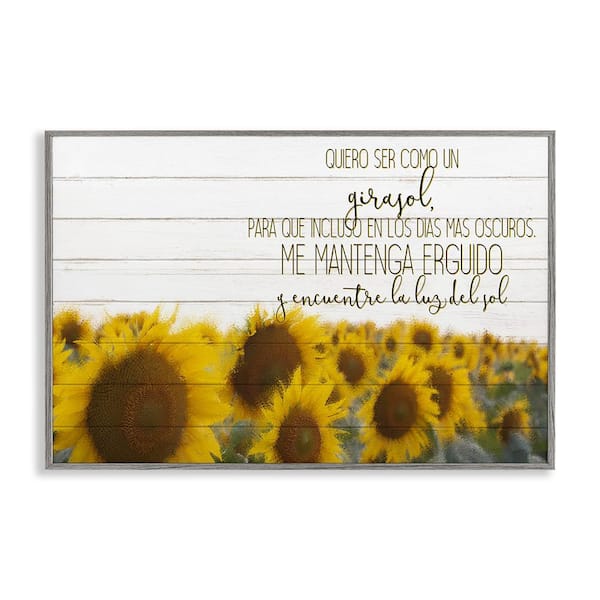 Stupell Industries To Be a Sunflower by Kim Allen Gray Framed Typography Giclee Art Print 16 in. x 24 in.