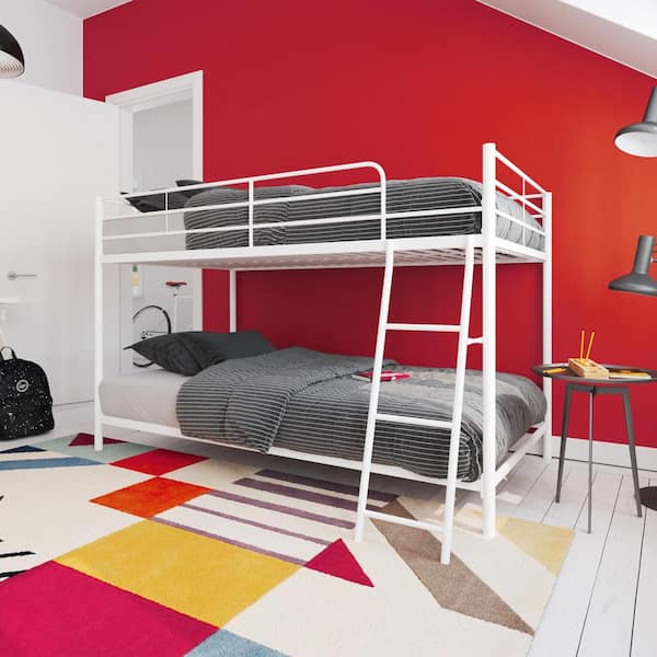 Fulton White Metal Twin Over Twin Bunk Bed