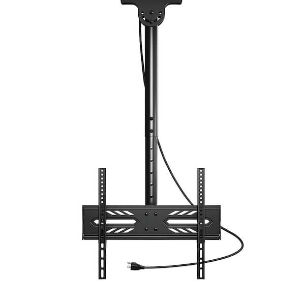 Retractable Ceiling TV Mount with Power Outlet Surge Protection Swivel Tilt 26 in. - 65 in. TVs Adjustable Height