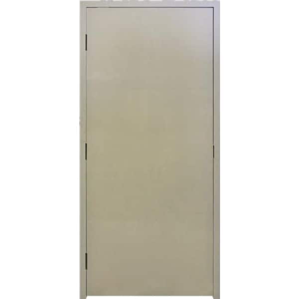 Krosswood Doors 36 in. x 80 in. DKS Flush Primed Steel Left Hand/Outswing Prehung Commercial Door and Frame with Hardware
