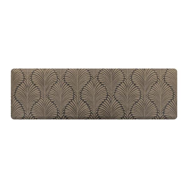 Sole Comfort Palm Fronds 22 in. x 72 in. Wheat on Navy Anti-Fatigue Comfort Mat