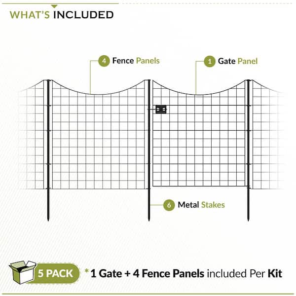 Zippity Outdoor Products 1 Gate 4 Panels 3-ft H x 3-ft W Black Galvanized Iron Scallop No Dig Garden Fence Gate Kit