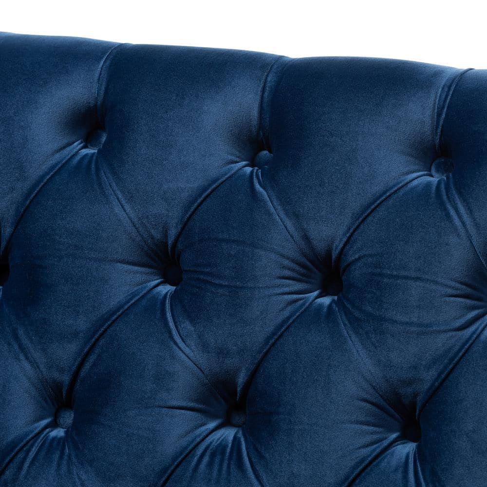 Elegant Navy Blue Velvet Lounge Chair with Clear Acrylic Legs