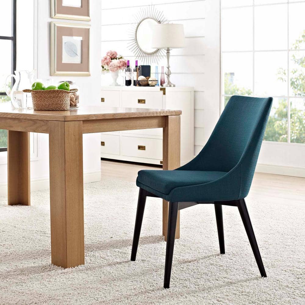 Azure Parsons Upholstered Side Chair with Tapered Wood Legs