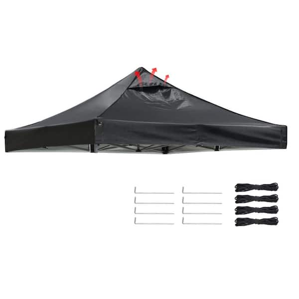Zeus & Ruta 9.6 ft x 9.6 ft Black Gazebo Replacement Canopy Gazebo Top Replacement Mineral