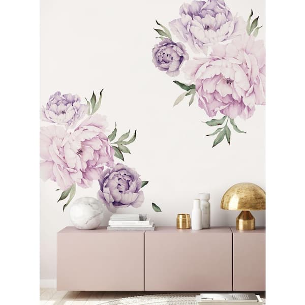 Unbranded Blushing Peonies Vinyl Wall Sticker Flowers Wall Mural (Set of 6)