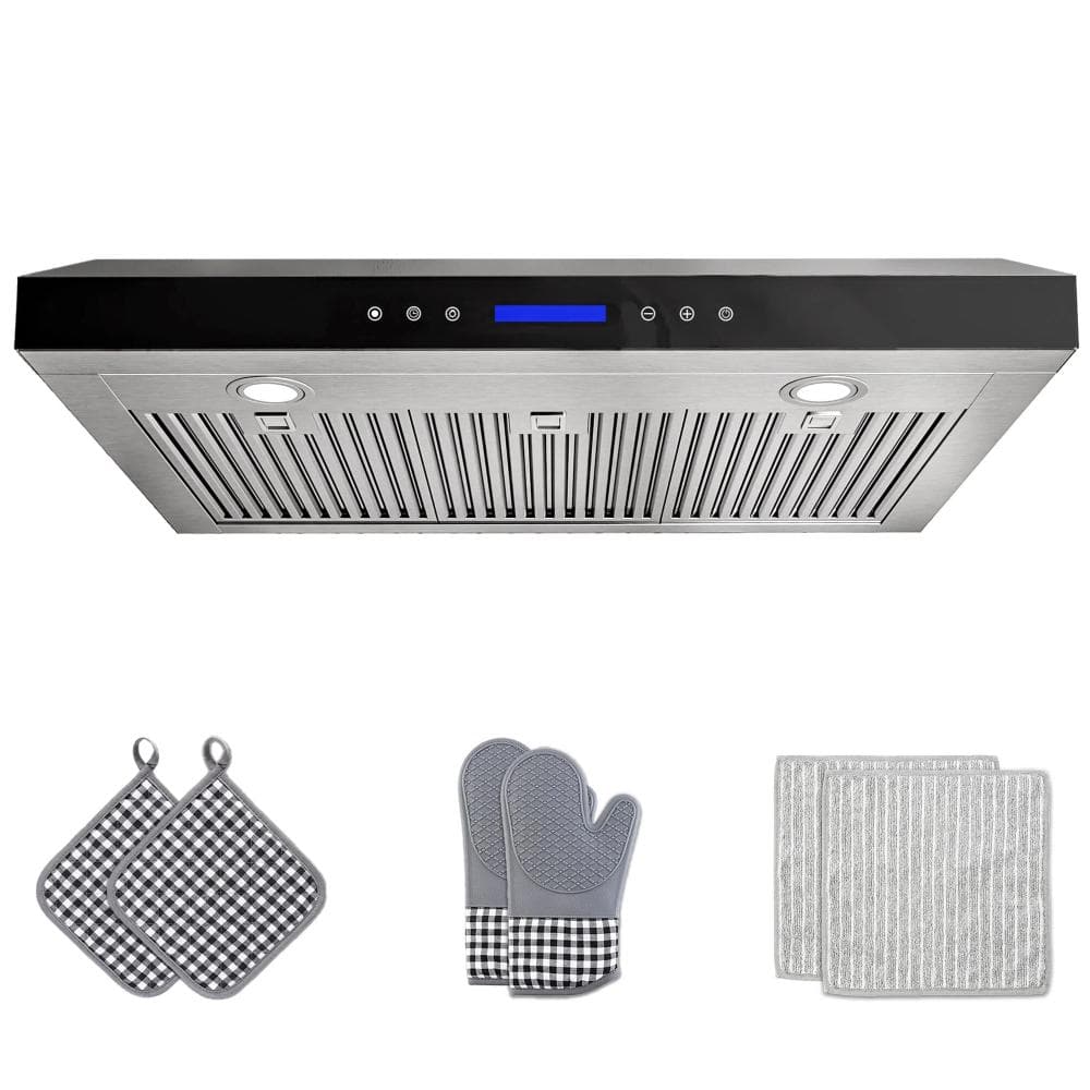 36 in. 300 CFM Ducted Under Cabinet Range Hood with 3-Venting Options, Remote, Touch Control LCD in Black Glass price history on PriceWatchPro