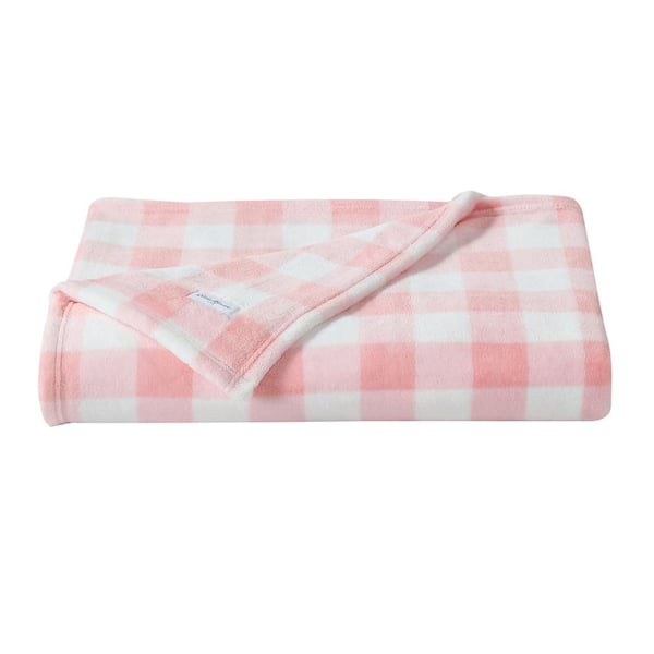 Eddie Bauer Kids Poppy Plaid Pink Plush Microfiber Twin Blanket