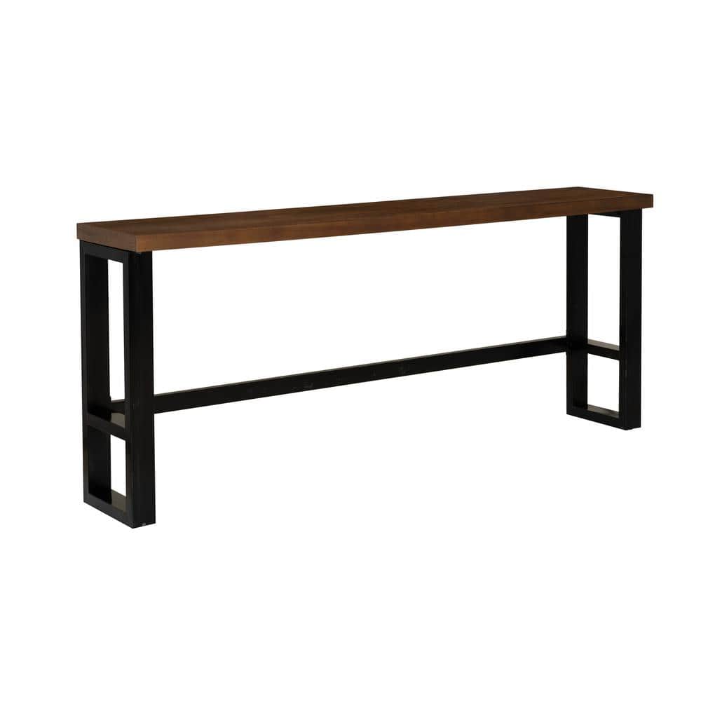 Linon Home Decor Harlan Brown Wood Top 84 in. Wide Sled Base