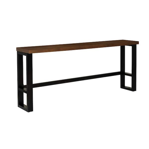 Harlan Brown Wood Top 84 in. Wide Sled Base Sofa Bar Dining Table Seats 4