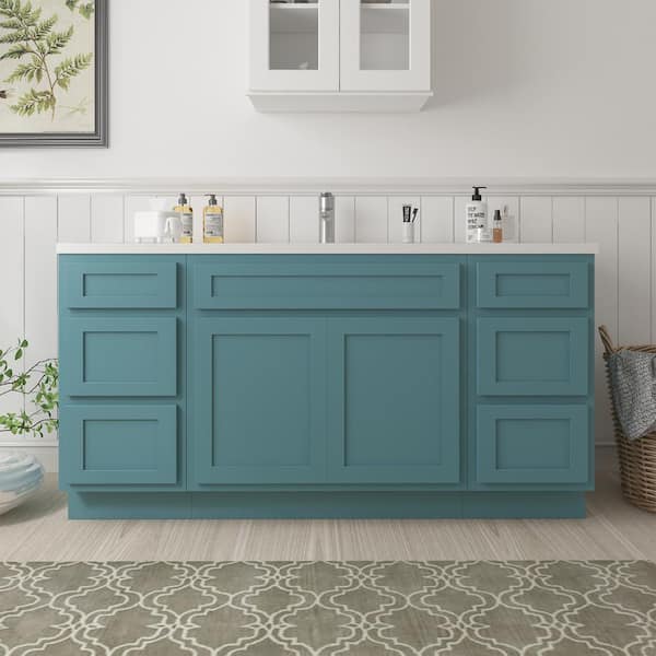 Vanity Art 69 in. W x 21 in. D x 32.5 in. H Bath Vanity Cabinet without Top in Sea Green