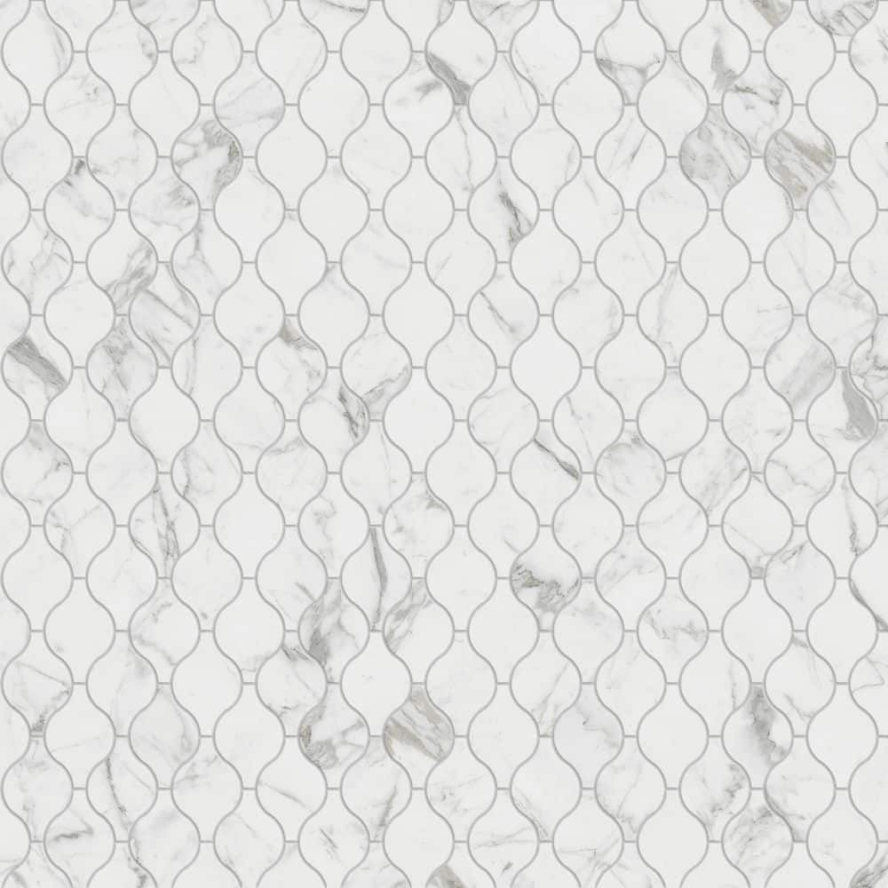 Impero Calacatta White Arabesque 13 in. x 12.625 in. Marble Look Porcelain Mosaic Floor-Wall Tile (5.68 sq. ft./Case) price history on PriceWatchPro