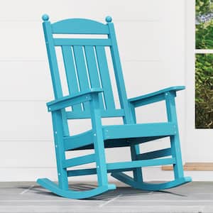 Oscar Classic Blue Recycled Plastic PlyWood Weather-Resistant Adirondack Porch Rocker Patio Outdoor Rocking Chair
