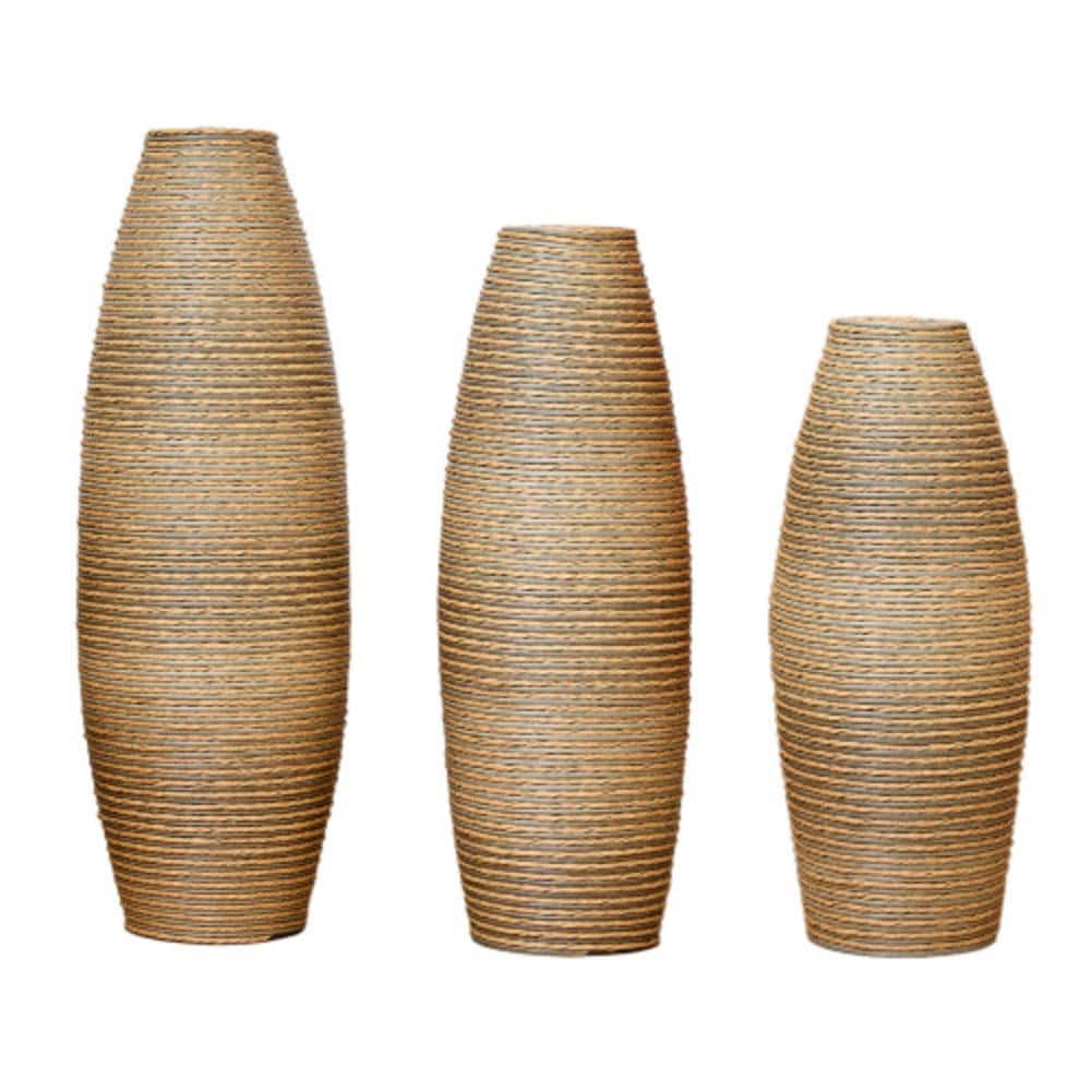 Decorative Floor Vases Set of 3,Modern PVC Tall Floor Vases for Home Decor,Rattan Texture Decorative Vases for Entryway price history on PriceWatchPro