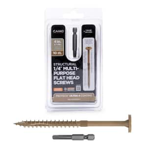 1/4 in. x 4 in. Star Drive Flat Head Multi-Purpose Structural Wood Screw - PROTECH Ultra 4 Exterior Coated (10-Pack)