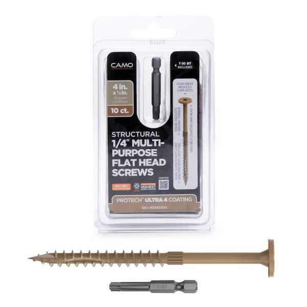 1/4 in. x 4 in. Star Drive Flat Head Multi-Purpose Structural Wood Screw - PROTECH Ultra 4 Exterior Coated (10-Pack)