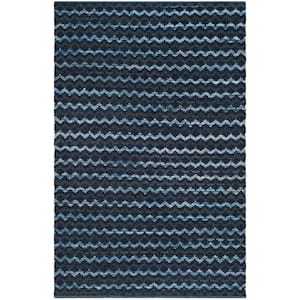 Montauk Navy Blue/Black 6 ft. x 9 ft. Geometric Area Rug