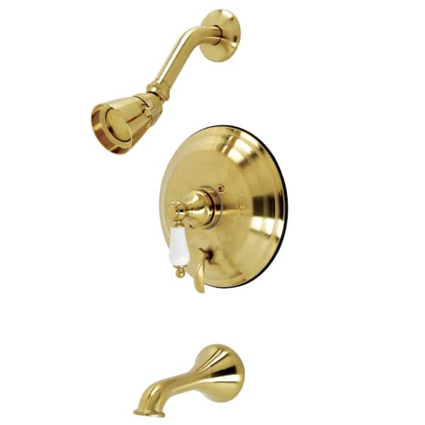 Kingston Brass Restoration Single Handle 1-Spray Tub and Shower Faucet 1.8 GPM with Pressure Balance in. Brushed Brass