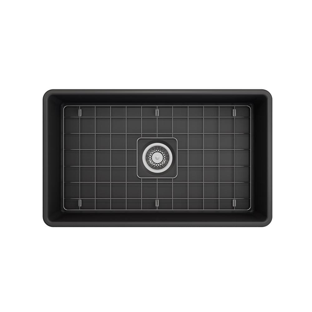Matte Dark Gray 30-Inch Fireclay Farmhouse Single Bowl Kitchen Sink