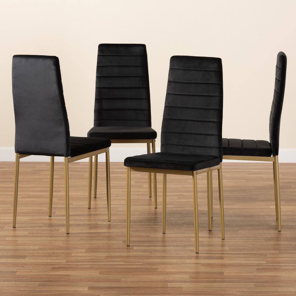 Armand Gold-Finished Metal & Black Velvet Low Arm Chair