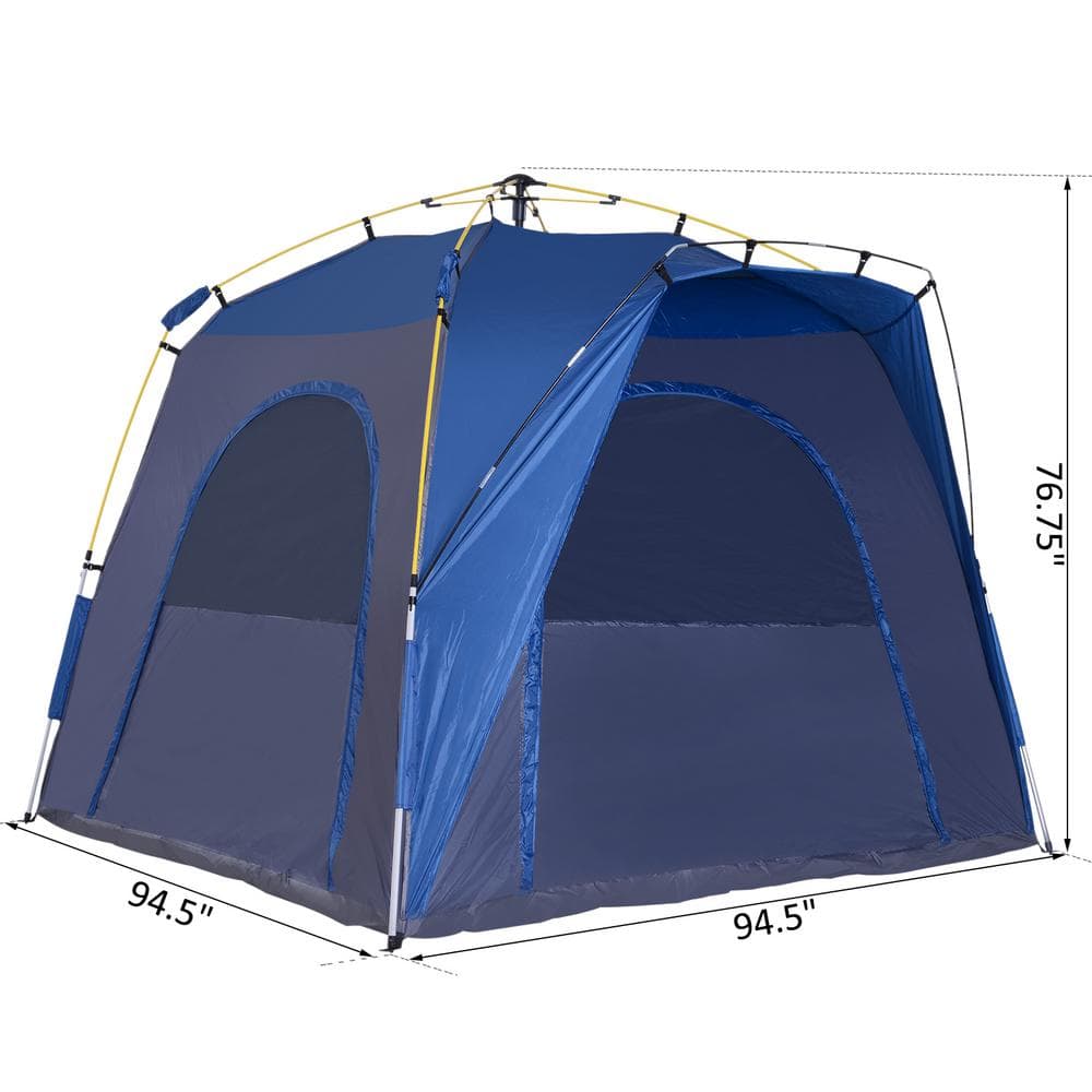 Outsunny Blue and Gray 4-Person Pop-Up Camping Tent